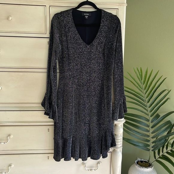Karen Kane Dresses & Skirts - Karen Kane Long sleeved V neck sparkle dress M